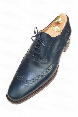 Wingtip oxford blue shoes by Rozsnyai handmade shoes